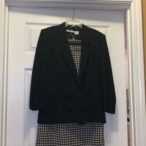 80s Black Suitcoat & Houndstooth Skirt